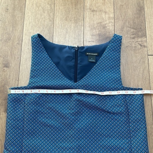 NWOT Club Monaco Blue white Dotted Jacquard Shift Dress sleeveless v neck SZ 0 - Picture 12 of 13